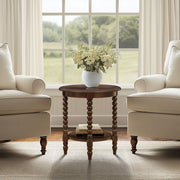 Philippe - Round End Table With Shelf - Brown - R&R Furniture Gallery (Fountain Valley, CA)