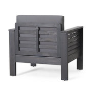 Noble House slat design arm chairs with cushions, stylish and comfortable seating for living room or lounge area.