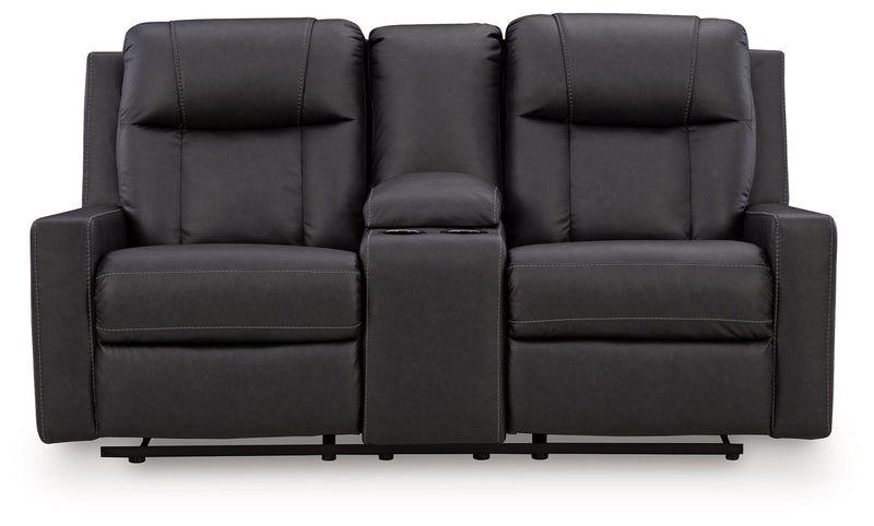 Mackmenville - Double Reclining Loveseat With Console - R&R Furniture Gallery (Fountain Valley, CA)