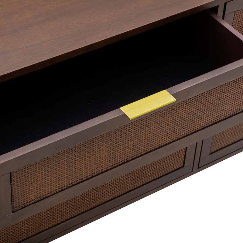 Sierra 6 Drawer Dresser by TOV Furniture featuring a modern wood finish and sleek metal handles for stylish storage.