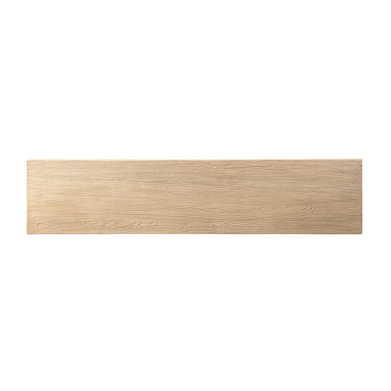 Jennifer Taylor Home Hawthorne dining bench in natural wood finish, showcasing a sleek, modern design with sturdy legs and smooth surface.