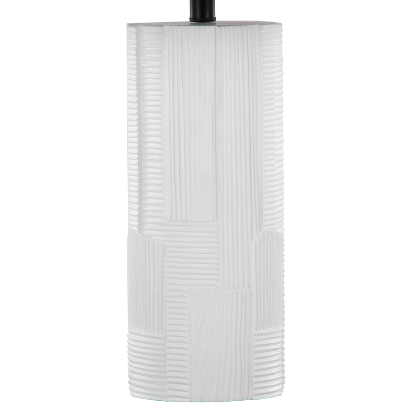 Pair of Lumi Source Petra contemporary table lamps in cream and black, featuring modern design and sleek cylindrical shades.