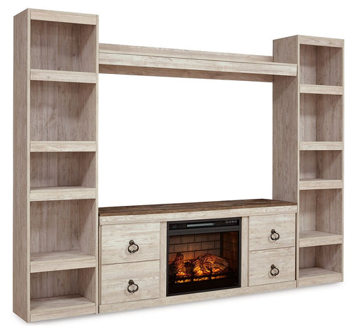 Willowton - Entertainment Center With Fireplace Option - R&R Furniture Gallery (Fountain Valley, CA)