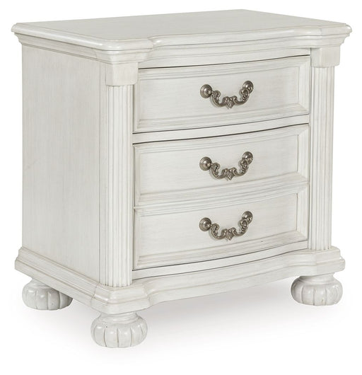 Montelaine - Three Drawer Night Stand - Antique White - R&R Furniture Gallery (Fountain Valley, CA)