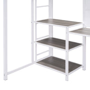 Metal Loft Bed With Desk, 3 Shelves And Ladder - R&R Furniture Gallery (Fountain Valley, CA)