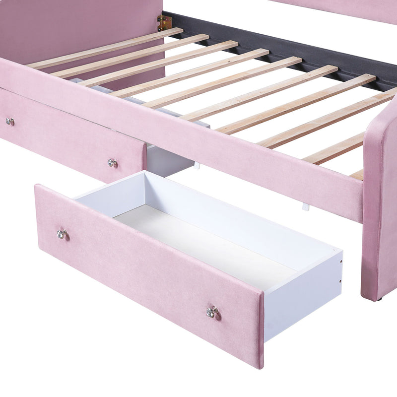 Upholstered Daybed With LED Lights And 2 Drawersme - R&R Furniture Gallery (Fountain Valley, CA)
