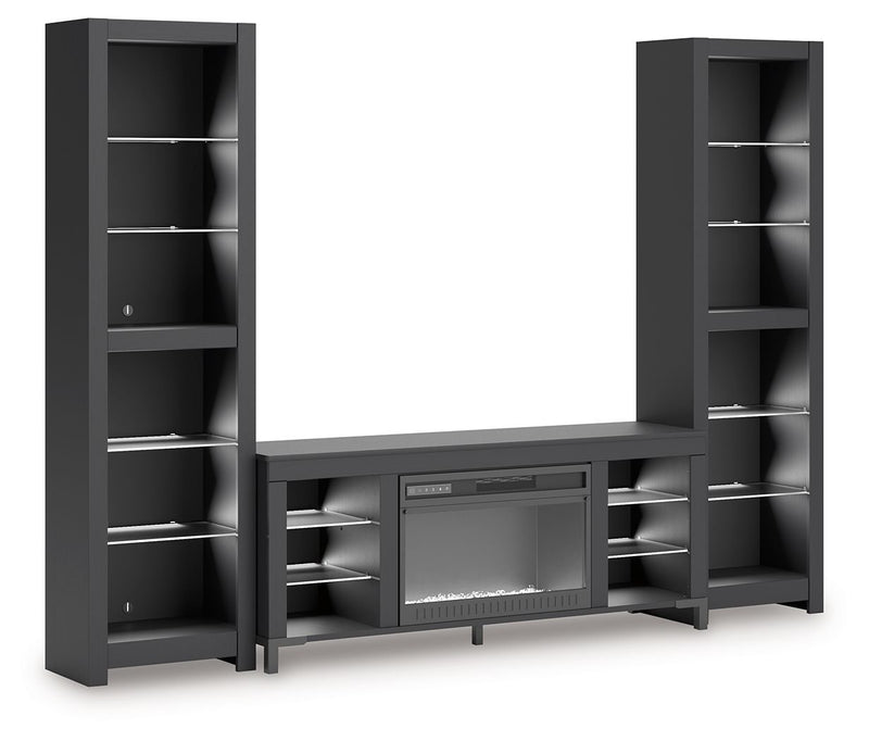 Cayberry - 3-Piece Entertainment Center With Electric Fireplace - Black - R&R Furniture Gallery (Fountain Valley, CA)