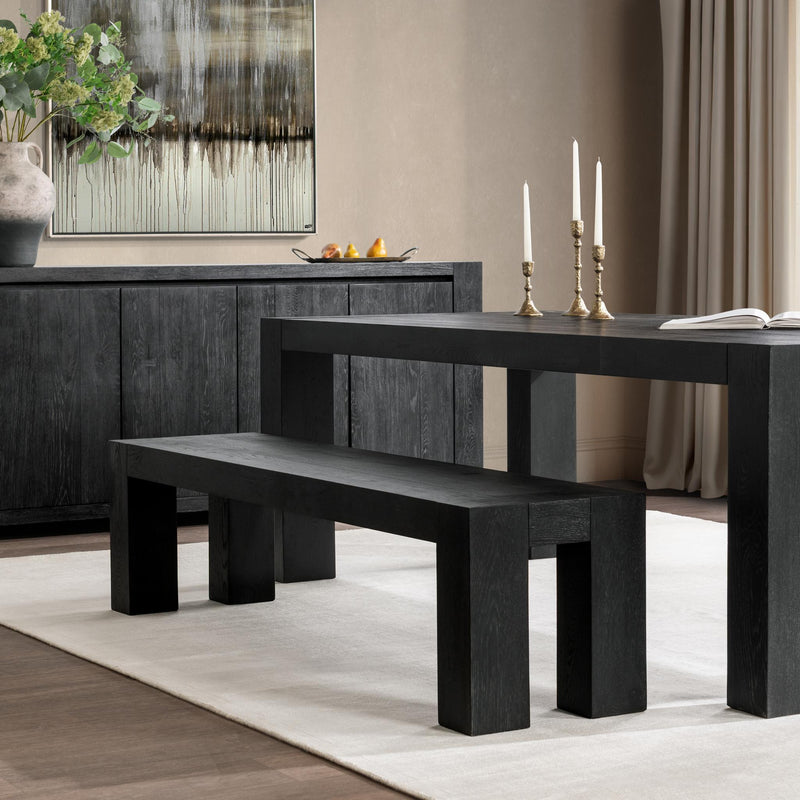 Classic Home Bristol dining bench with wooden seat and metal legs, ideal for kitchen or dining room seating.