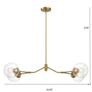 Ashcroft Furniture Jewel 4-light chandelier with clear and gold hanging glass shades, ceiling mount lighting fixture.
