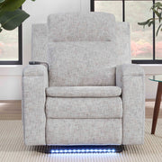 Parker Living Armstrong power massage recliner with heated seat, massage rollers, and automatic glide feature in a modern living room.