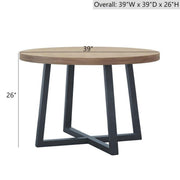 Round Dining Table With Wire Brushed Mindi Top And Mahogany Base - Wheat - R&R Furniture Gallery (Fountain Valley, CA)