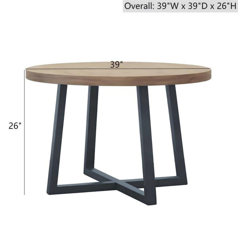 Round Dining Table With Wire Brushed Mindi Top And Mahogany Base - Wheat - R&R Furniture Gallery (Fountain Valley, CA)