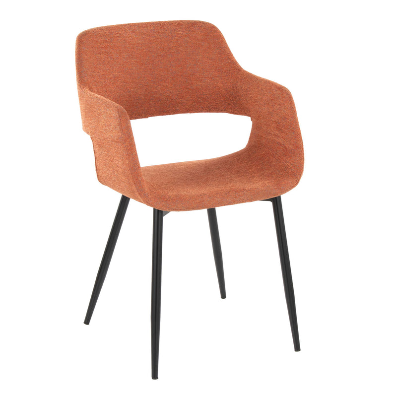 Pair of Lumi Source Margarite mid-century modern dining chairs in a set, featuring wooden legs and upholstered seats.