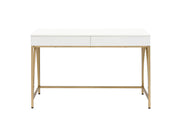 Lightmane - Vanity Desk (Same 92660) - White High Gloss & Gold - R&R Furniture Gallery (Fountain Valley, CA)