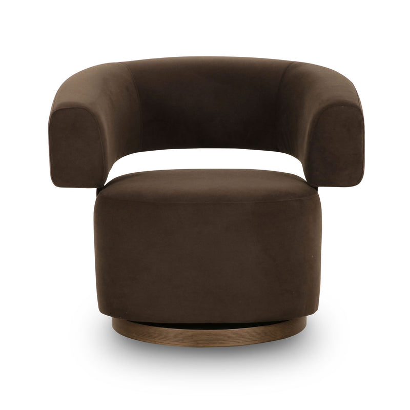 River - Performance Velvet Swivel Accent Chair - Chocolate Brown - R&R Furniture Gallery (Fountain Valley, CA)