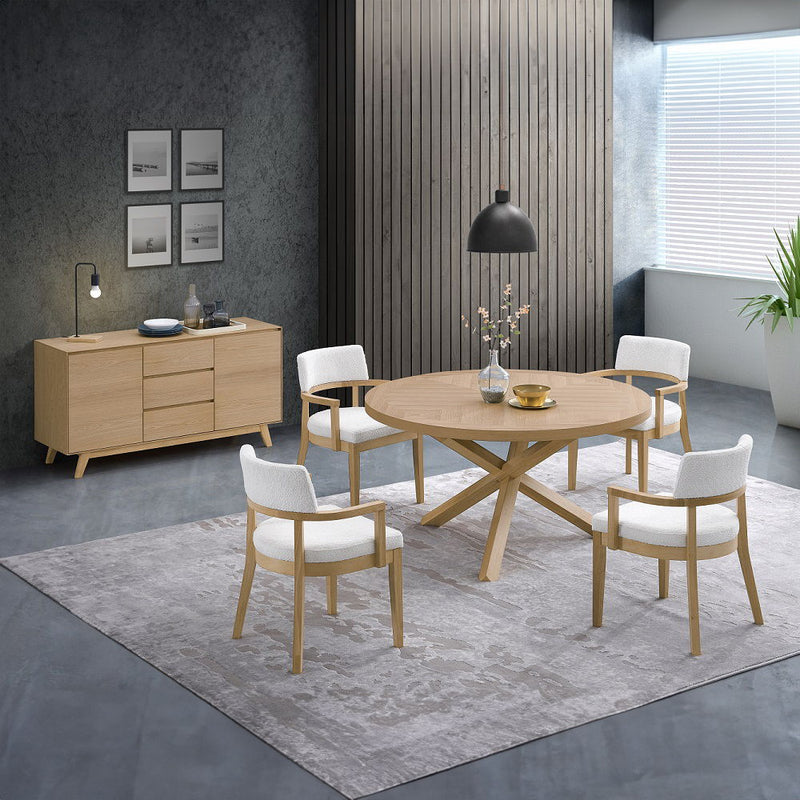 Kasem - Round Dining Table - Oak - R&R Furniture Gallery (Fountain Valley, CA)