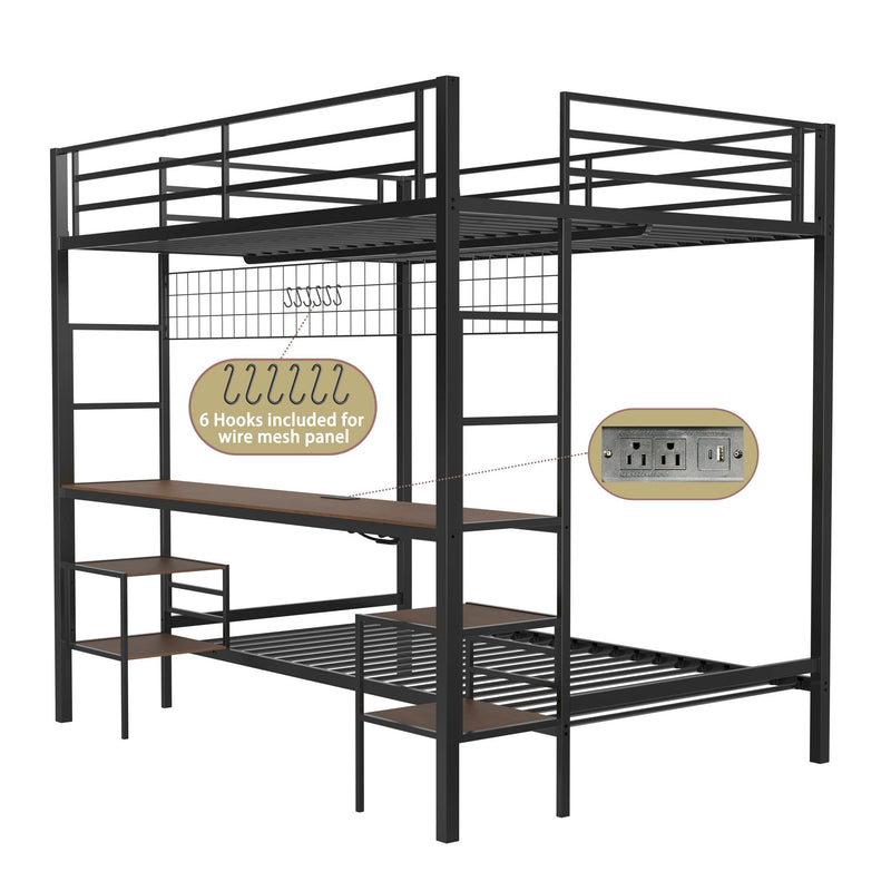 Ethan - Bunk Bed With Desk, Charging Station, Storage Shelves - R&R Furniture Gallery (Fountain Valley, CA)