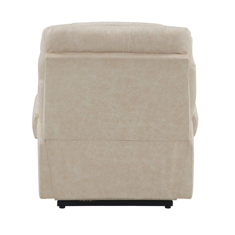 Nairi - Power Recliner With Lift, Heating & Massage - Ivory Polished Microfiber - R&R Furniture Gallery (Fountain Valley, CA)