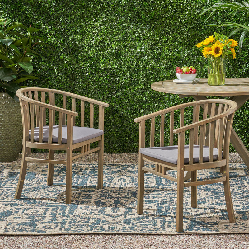 Outdoor Wooden Dining Chairs With Cushions (Set of 2) - R&R Furniture Gallery (Fountain Valley, CA)