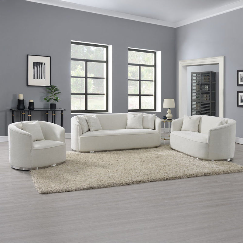 Odette - Loveseat With 2 Pillows - Beige Chenille - R&R Furniture Gallery (Fountain Valley, CA)