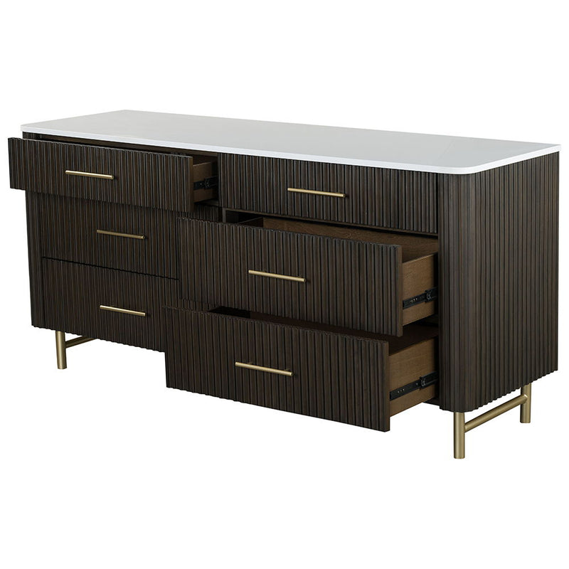 Clayten - Dresser - Marble Top & Espresso - R&R Furniture Gallery (Fountain Valley, CA)