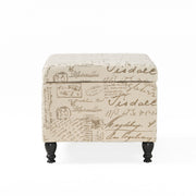 Parisian Upholstered Fabric Storage Ottoman - Beige / Reclaimed Natural - R&R Furniture Gallery (Fountain Valley, CA)