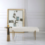 Uttermost Olivier accent bench with upholstered seat and wooden legs, showcasing a stylish and versatile interior decor piece.