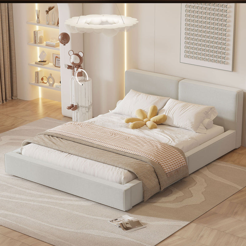 Upholstered Platform Bed, Grounded Bed With Solid Frame - R&R Furniture Gallery (Fountain Valley, CA)