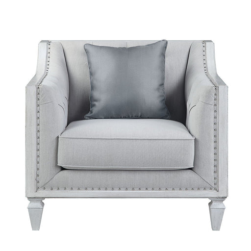Katia - Chair With Pillow - Light Gray Linen & Weathered White - R&R Furniture Gallery (Fountain Valley, CA)