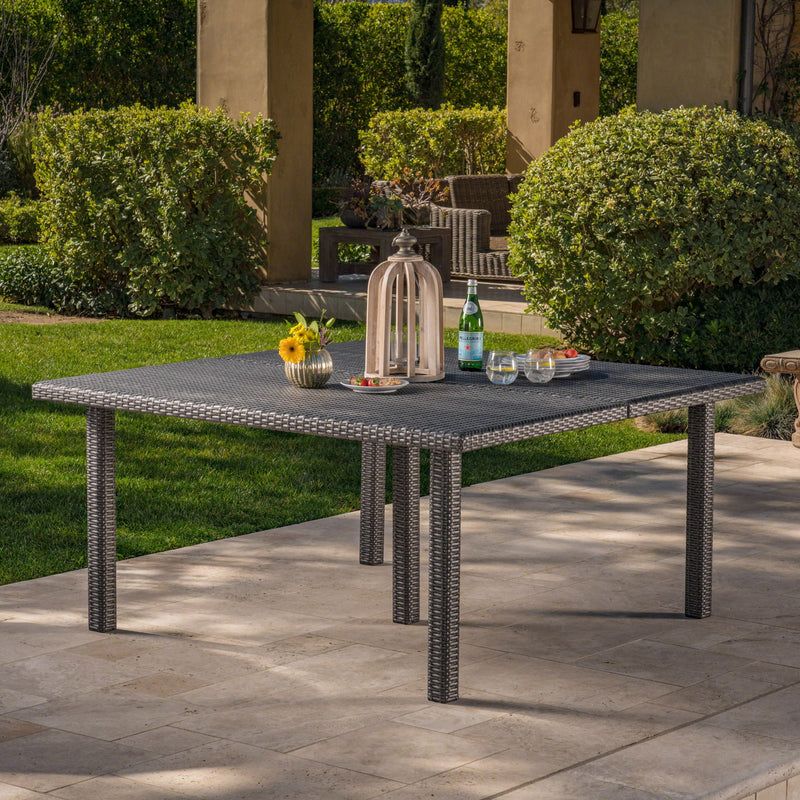 Outdoor Square Rattan Wicker Dining Table - Gray - R&R Furniture Gallery (Fountain Valley, CA)