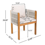 Outdoor Dining Chairs & Rope Handles (Set of 2) - Beige / Teak - R&R Furniture Gallery (Fountain Valley, CA)