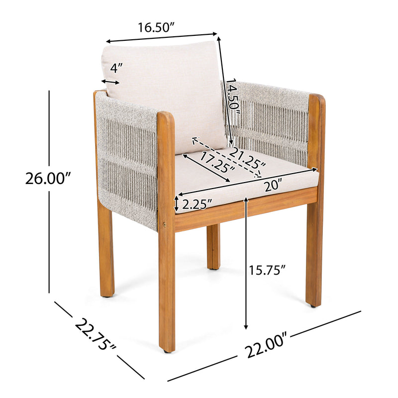 Outdoor Dining Chairs & Rope Handles (Set of 2) - Beige / Teak - R&R Furniture Gallery (Fountain Valley, CA)