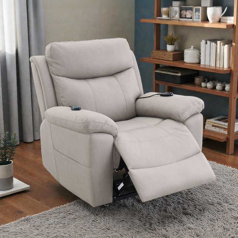 Chriki - Power Motion Recliner With Lift Heating Massage Chair - Beige