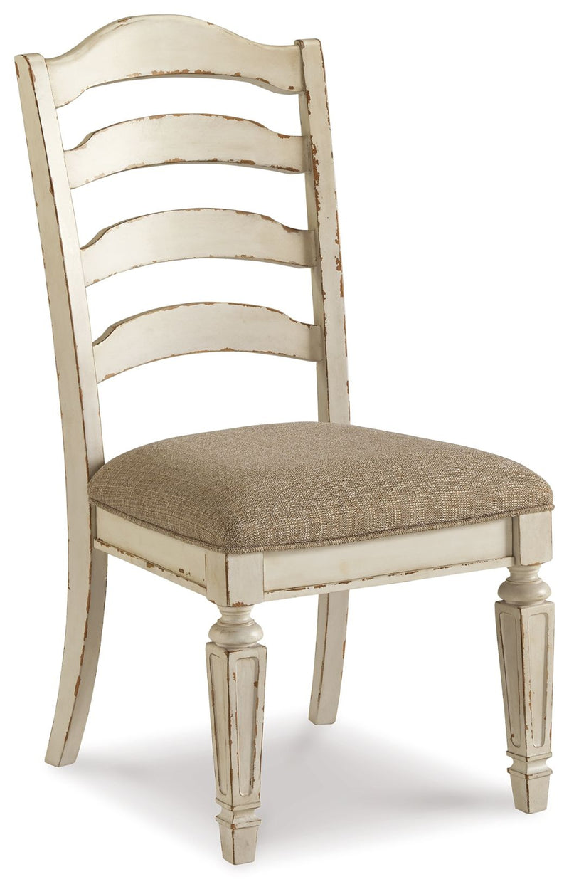 Realyn - Dining UPH Side Chair (Set of 2) - Ladderback - Chipped White - R&R Furniture Gallery (Fountain Valley, CA)