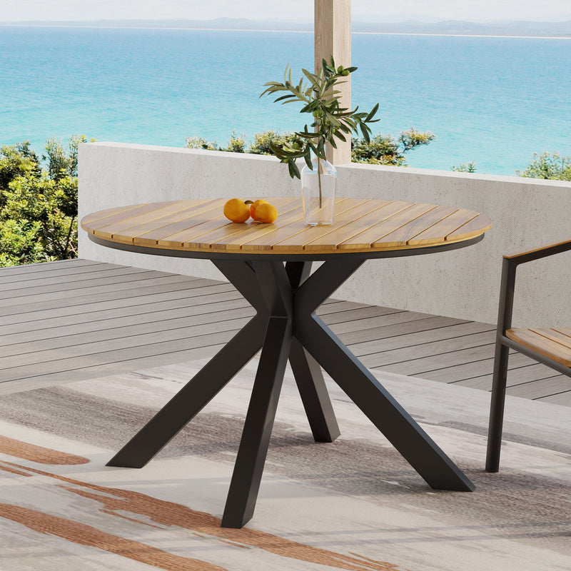 Outdoor Dining Table - Teak / Black - R&R Furniture Gallery (Fountain Valley, CA)