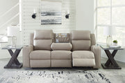 Lavenhorne - Rec Sofa W/Drop Down Table - Pebble - R&R Furniture Gallery (Fountain Valley, CA)