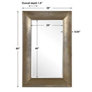 Large champagne wall mirror from Uttermost's Valenton collection, featuring a sleek, reflective surface and modern frame design.