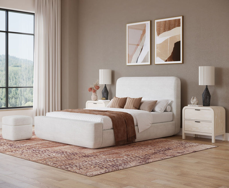 Wisteria Upholstered Storage Ottoman in Frosty Corduroy