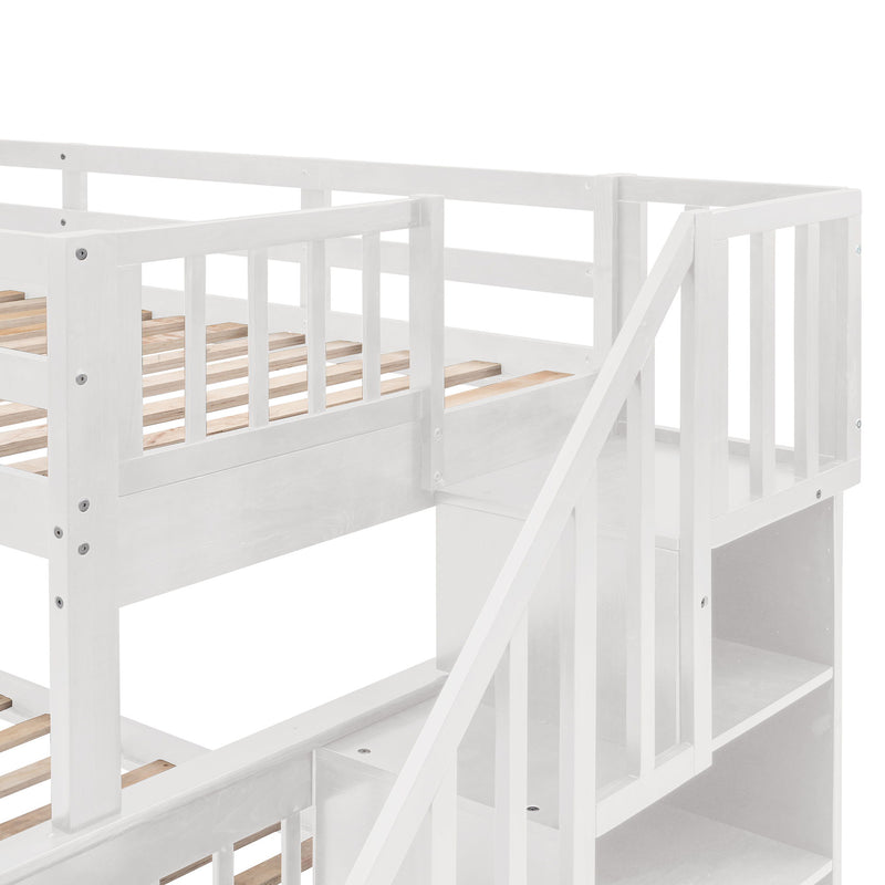Stairway Bunk Bed With Storage And Guard Rail For Bedroom - R&R Furniture Gallery (Fountain Valley, CA)