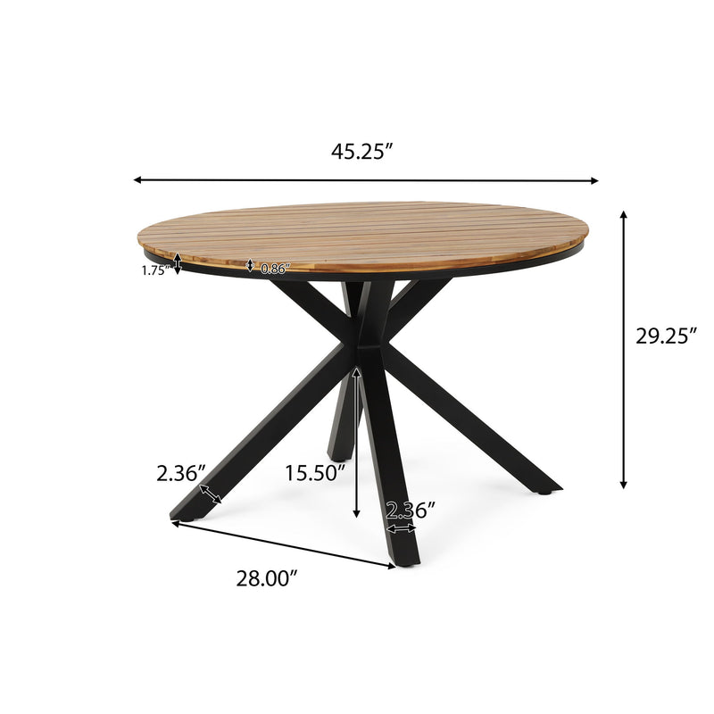 Outdoor Dining Table - Teak / Black - R&R Furniture Gallery (Fountain Valley, CA)
