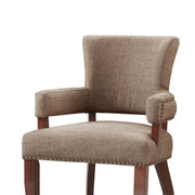 Elegant Arm Dining Chair With Brass Nail Head Detailing - R&R Furniture Gallery (Fountain Valley, CA)