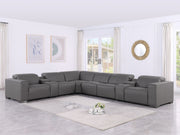 1208 - 8 Piece L Shaped Leather Sectional With 3 Power Recliners & Power Headrests - R&R Furniture Gallery (Fountain Valley, CA)