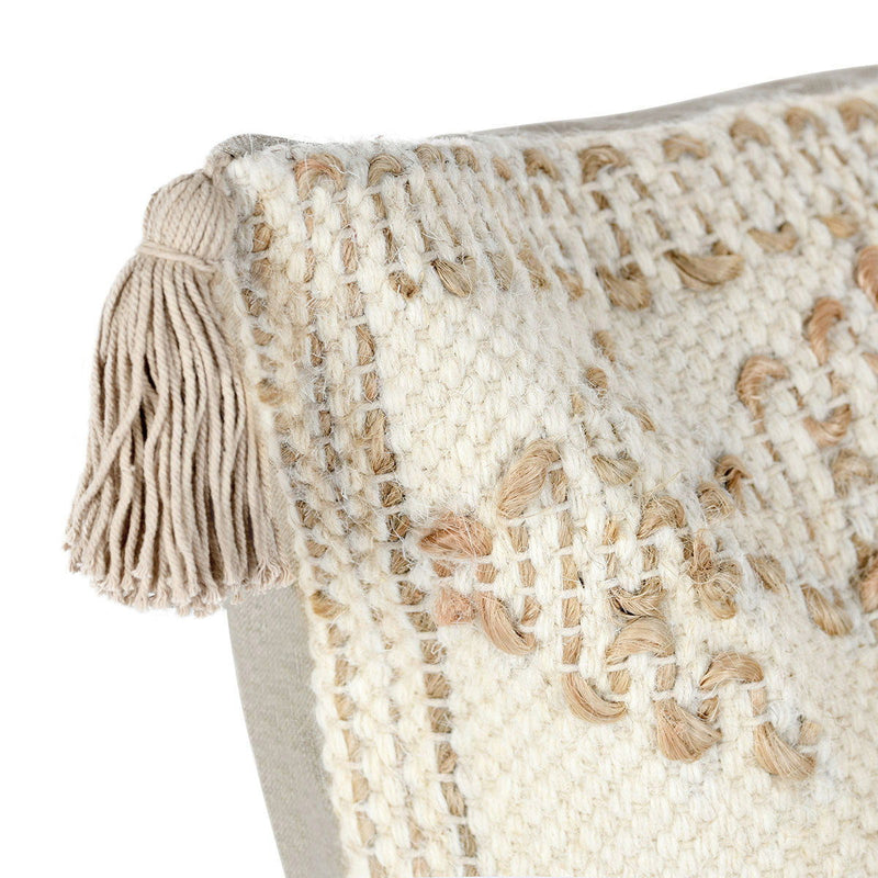 Ivory and natural-tone Farm accent pillow by Classic Home with textured fabric and rustic farmhouse style.