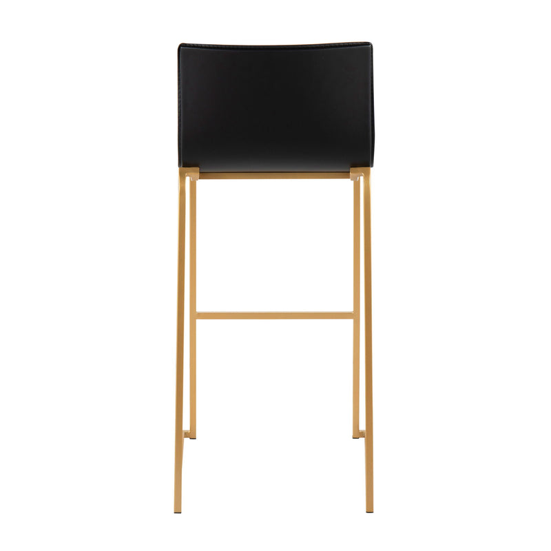 Set of two Lumi Source Mara contemporary upholstered barstools with sleek design and cushioned seats, ideal for modern kitchens or bars.