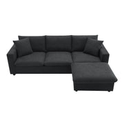 Modern Sectional Sofa With Throw Pillows, Cloud L Shaped Couch Set With Wide 4 Seat Comfy Couch Set With Movable Ottoman - R&R Furniture Gallery (Fountain Valley, CA)