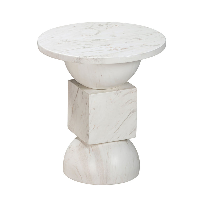 Chip - Marble Print Indoor / Outdoor Side Table - White - R&R Furniture Gallery (Fountain Valley, CA)