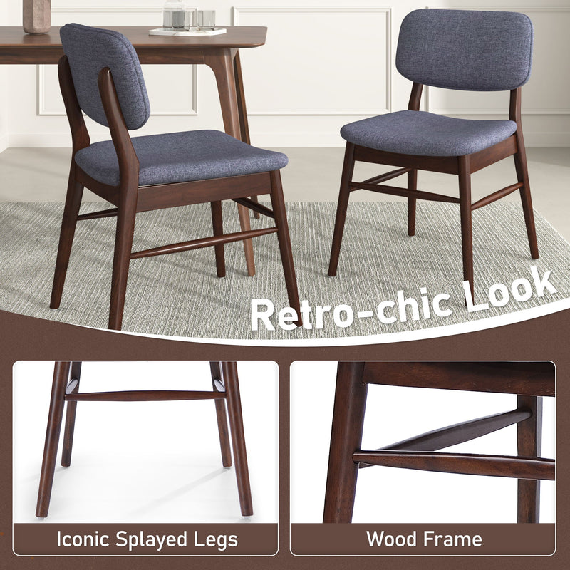 Set of two upholstered Noble House dining chairs with cushioned seats and high backs, perfect for modern kitchen or dining room.