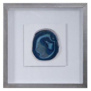 Uttermost Kalia Stone Shadow Box wall decor with blue textured stone finish and modern design, suitable for contemporary interior decoration.