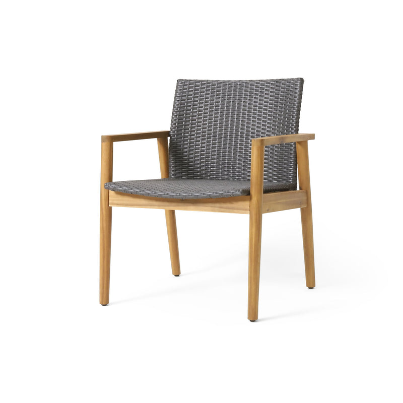 Tranquilize - Outdoor Wooden Club Chair With Woven Wicker Seat And Back (Set of 2) - Light Brown - R&R Furniture Gallery (Fountain Valley, CA)