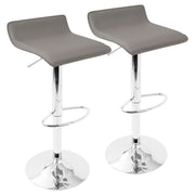 Pair of Lumi Source Ale contemporary adjustable barstools with wooden seats and metal bases, set of 2, modern kitchen or bar seating
